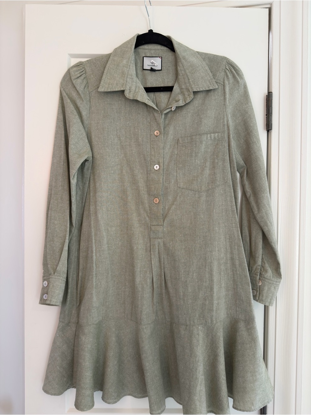 Tuckernuck Sage Green Long Sleeve Shirt Dress